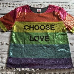 NEW! Rainbow Love Sequin Shirt